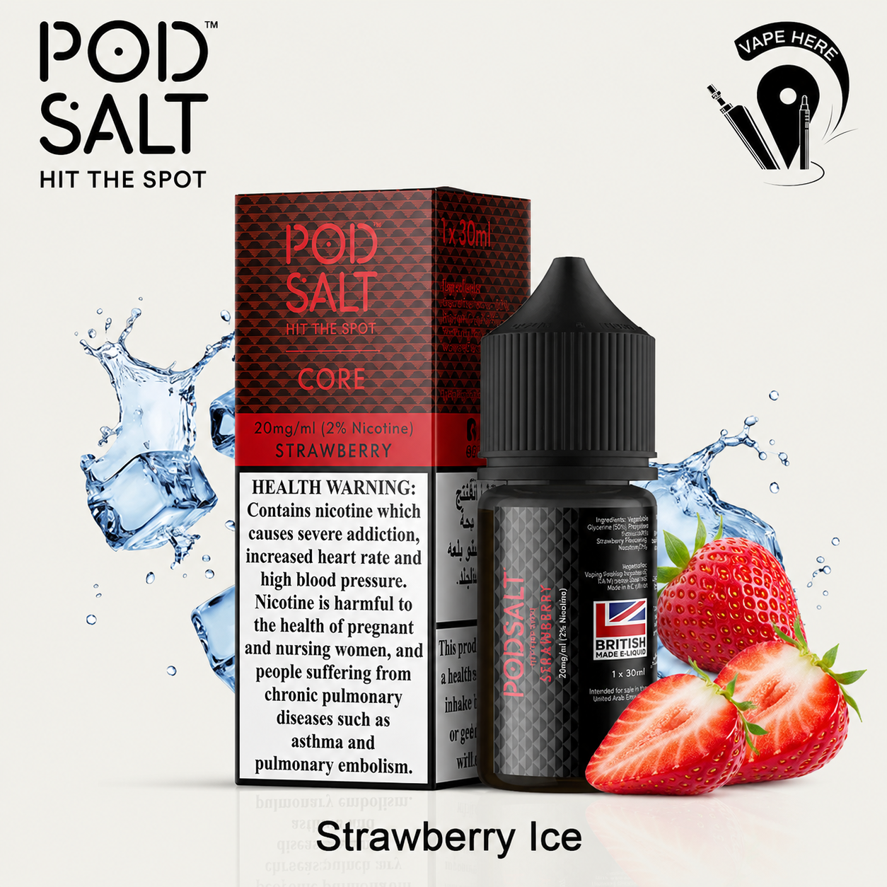 Pod Salt - Strawberry - NicSalt 20MG 30ML Ajman, UAE