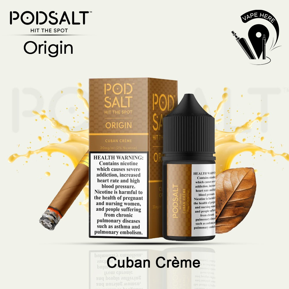 Pod Salt Origin Tobacco Series SaltNic 20MG 30ML Cuban Creme UAE Abu Dhabi 