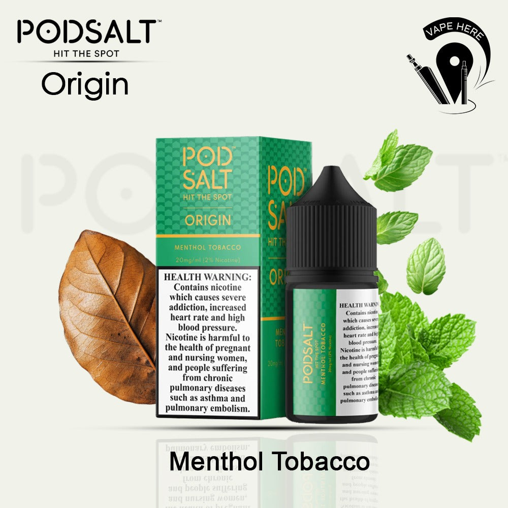 Pod Salt Origin Tobacco Series SaltNic 20MG 30ML Menthol Tobacco UAE Abu Dhabi 