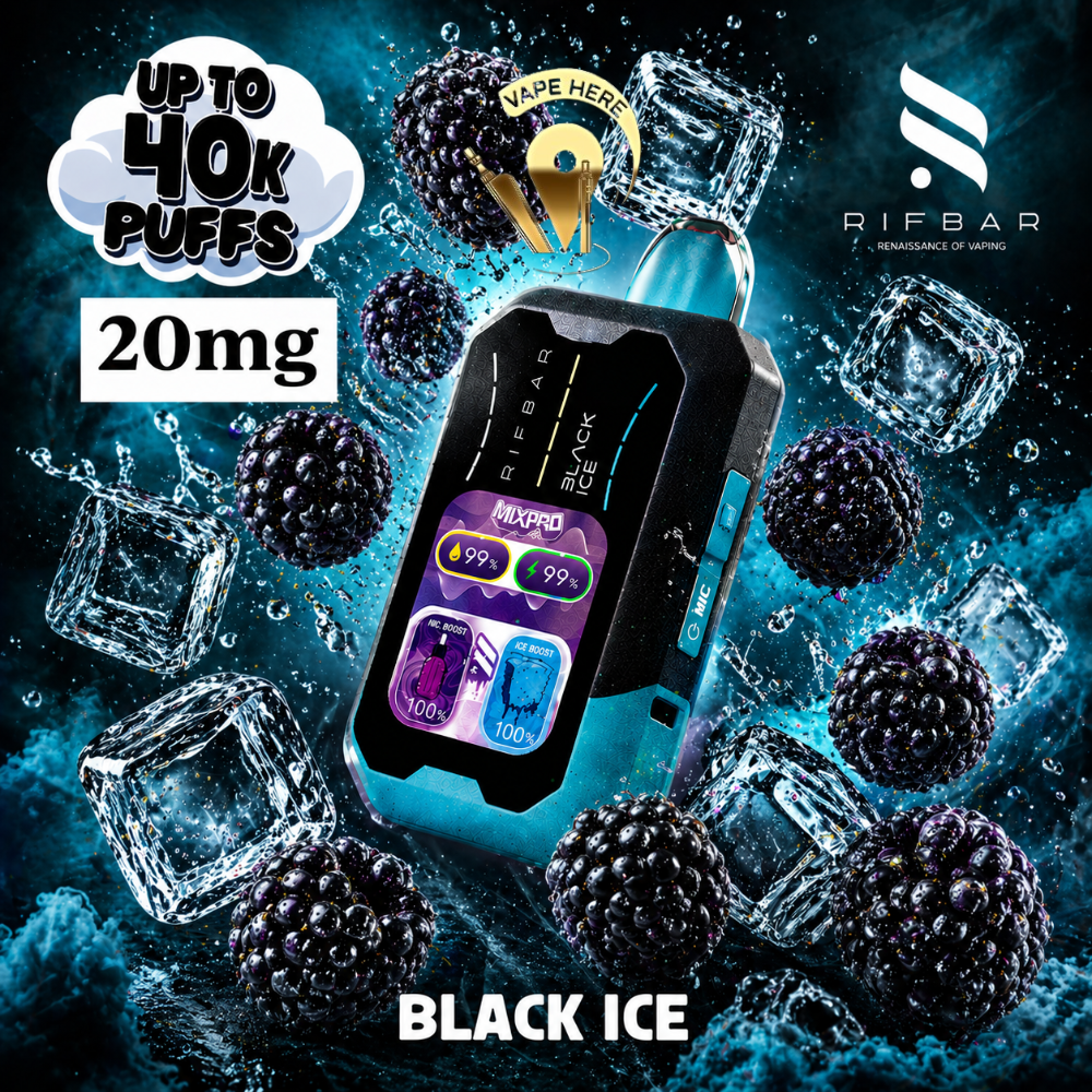 RIFBAR MIX PRO 40K PUFFS Disposable Vape Black Ice 20mg UAE Al Ain 