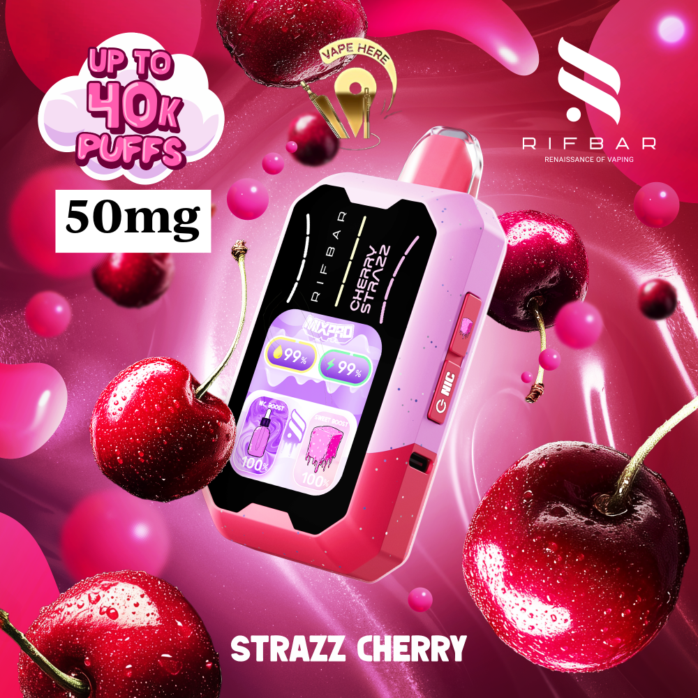 RIFBAR MIX PRO 40K PUFFS Disposable Vape Strazz Cherry UAE Al Ain