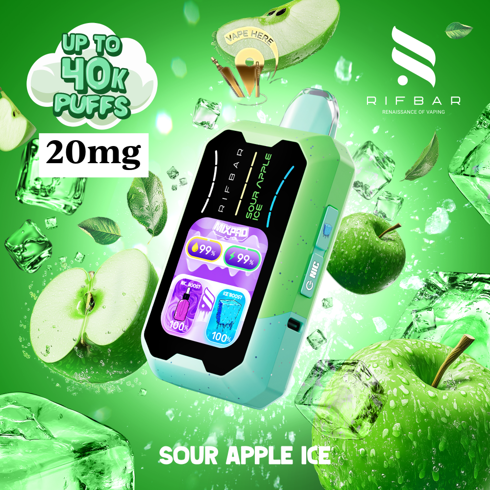 RIFBAR MIX PRO 40K PUFFS Disposable Vape Sour Apple Ice UAE Abu Dhabi