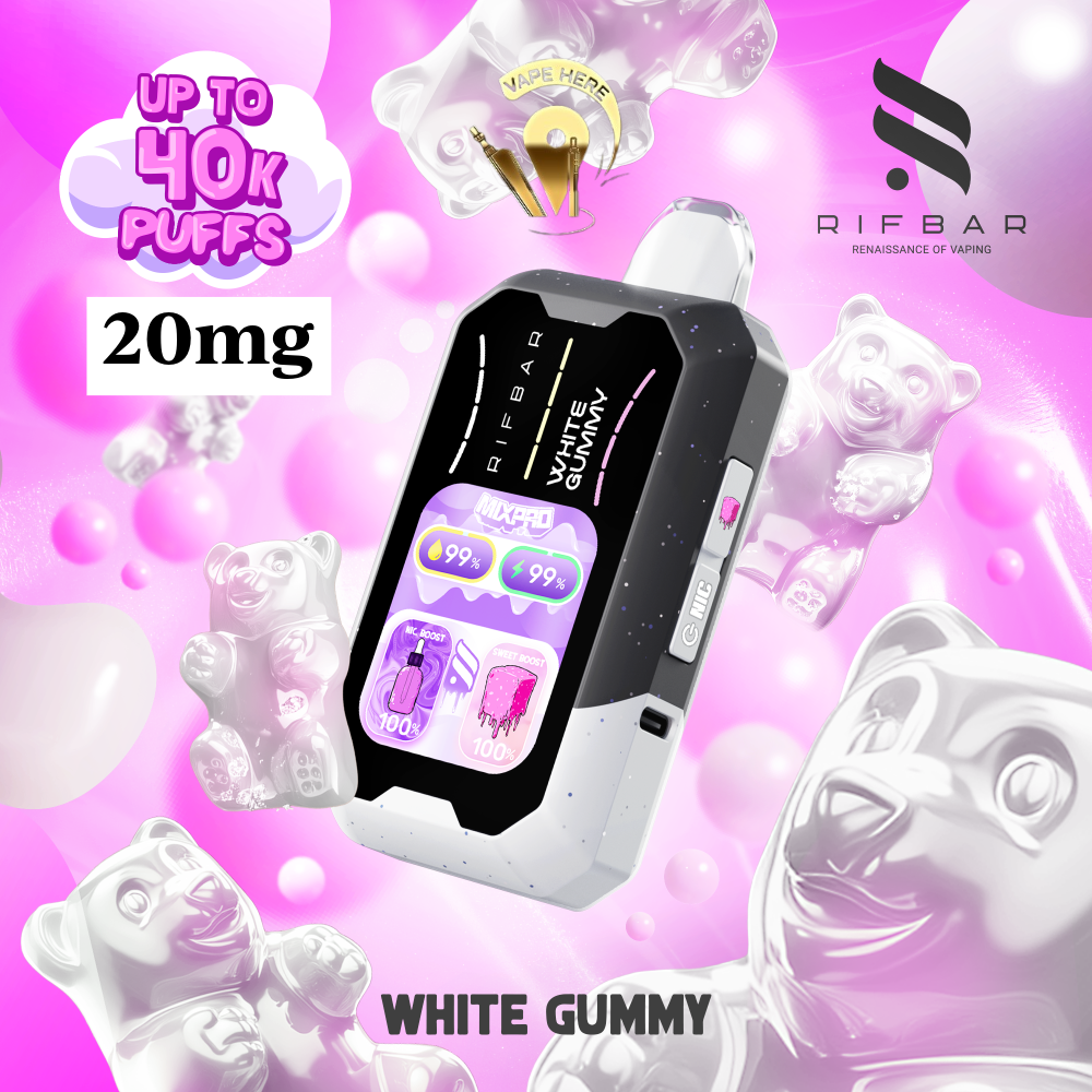 RIFBAR MIX PRO 40K PUFFS Disposable Vape White Gummy UAE Ras Al Khaimah