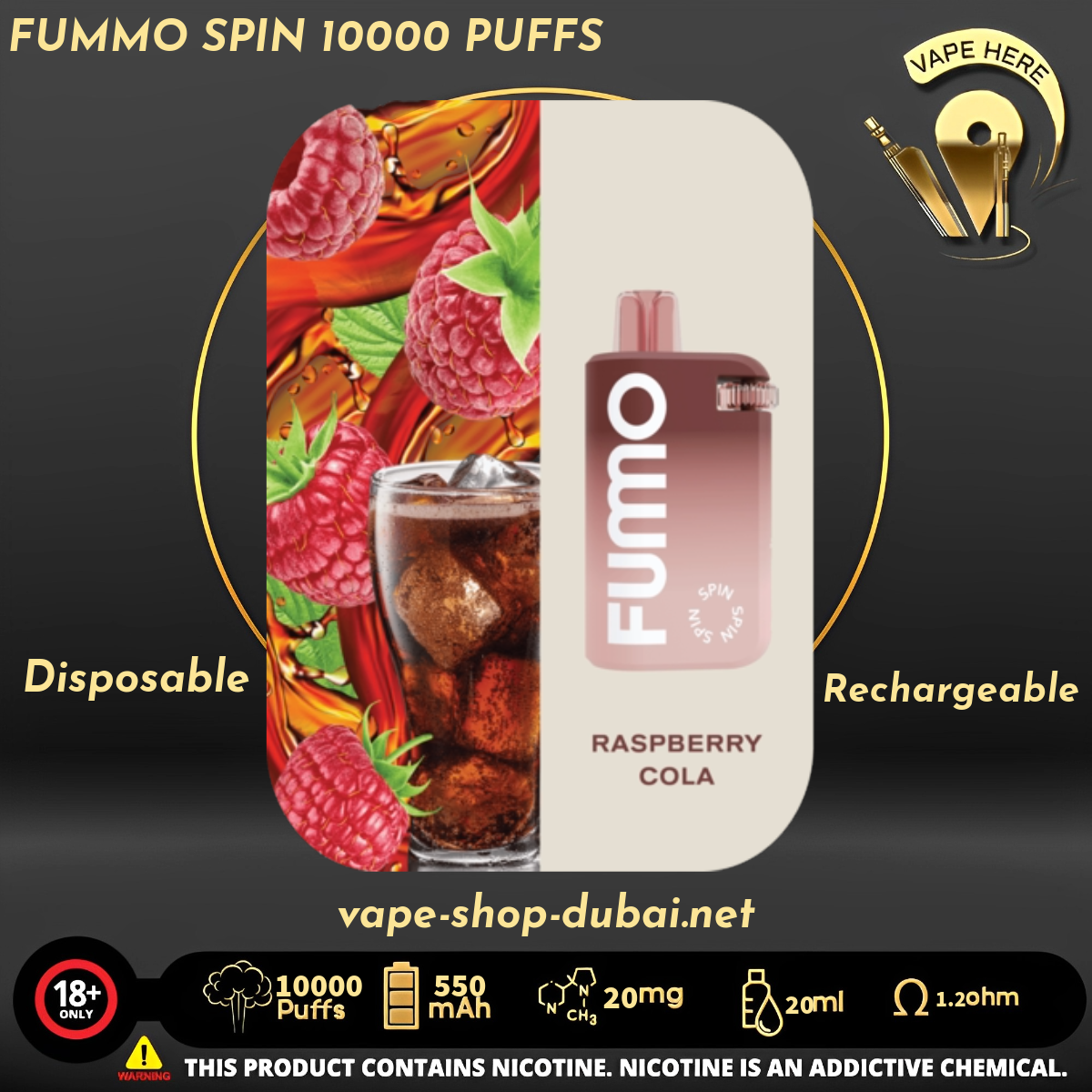 FUMMO SPIN 10000 PUFFS 20 MG DISPOSABLE VAPE - Vape Here Store