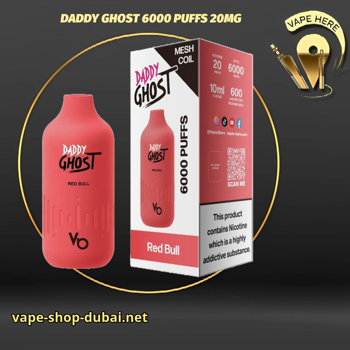 DADDY GHOST 6000 PUFFS 20MG DISPOSABLE VAPE BY VAPES BARS - Vape Here Store