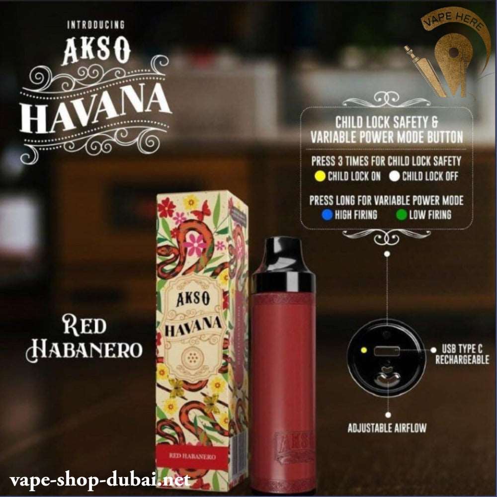 AKSO HAVANA DISPOSABLE VAPE 5000 PUFFS (Closed Pod System) - Vape Here Store