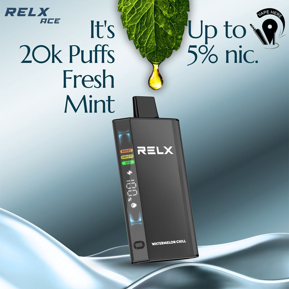 Relx Ace 20K Puffs Disposable Vape (LED Display) Fresh Mint UAE Abu Dhabi