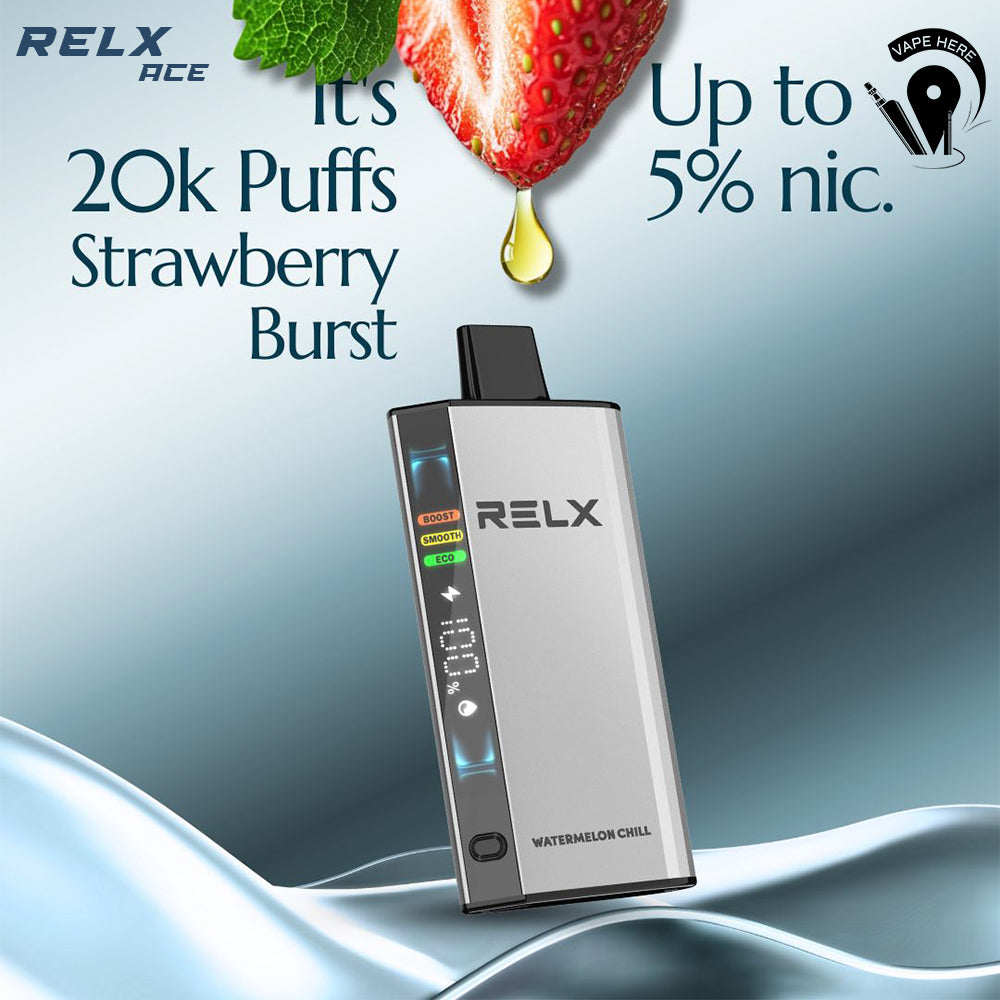 Relx Ace 20K Puffs Disposable Vape (LED Display) Strawberry Burst UAE Sharjah
