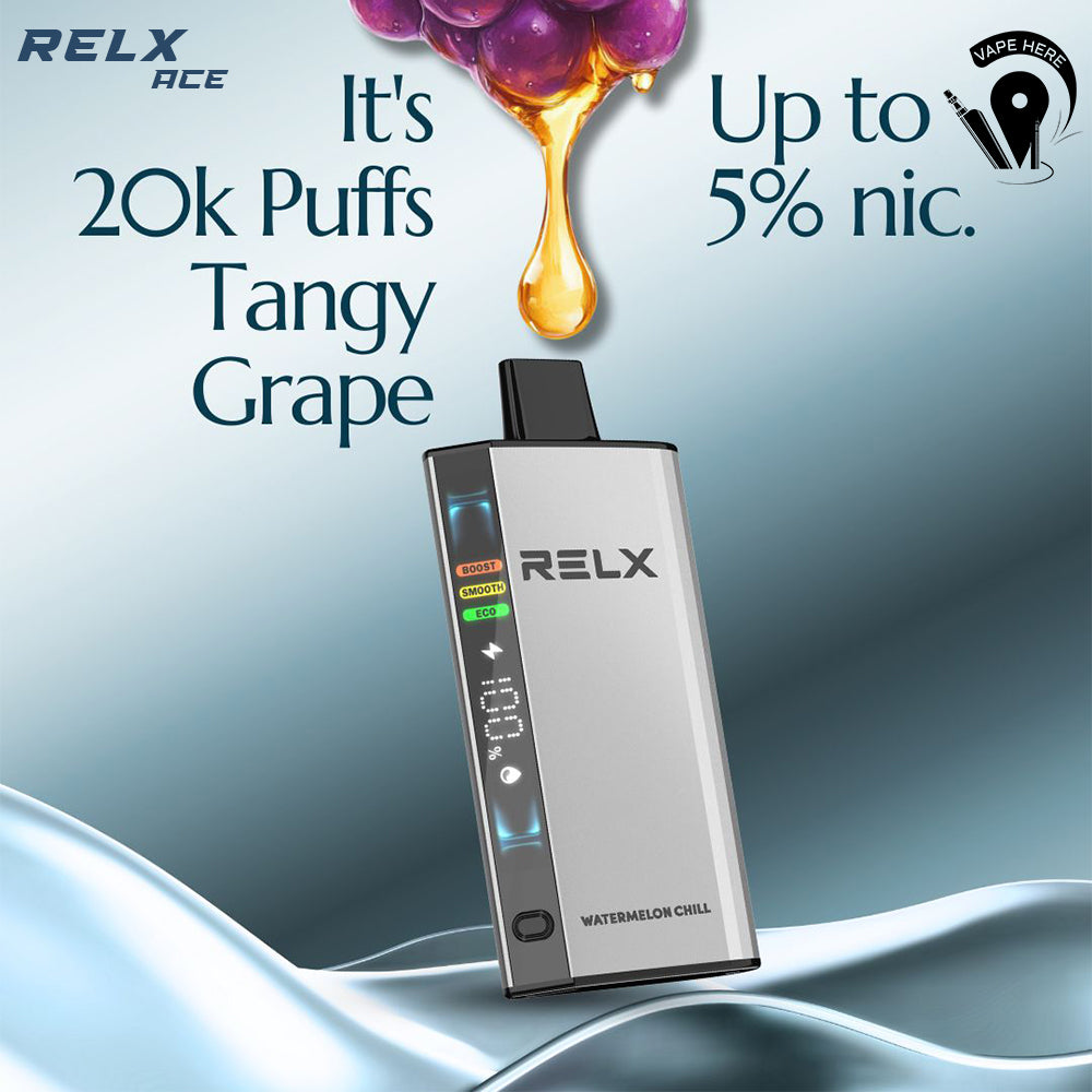 Relx Ace 20K Puffs Disposable Vape (LED Display) Tangy Grape UAE Ajman