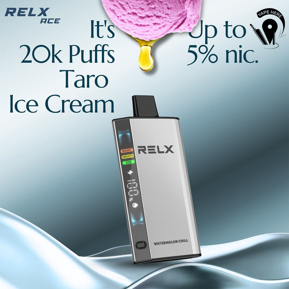 Relx Ace 20K Puffs Disposable Vape (LED Display) Taro Ice Cream UAE Ajman
