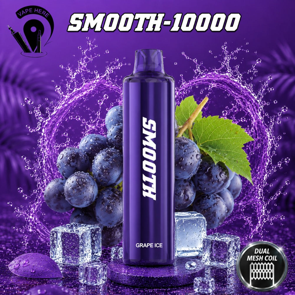 SMOOTH 10000 Puffs Disposable Vape 20mg Grape Ice UAE Dubai 