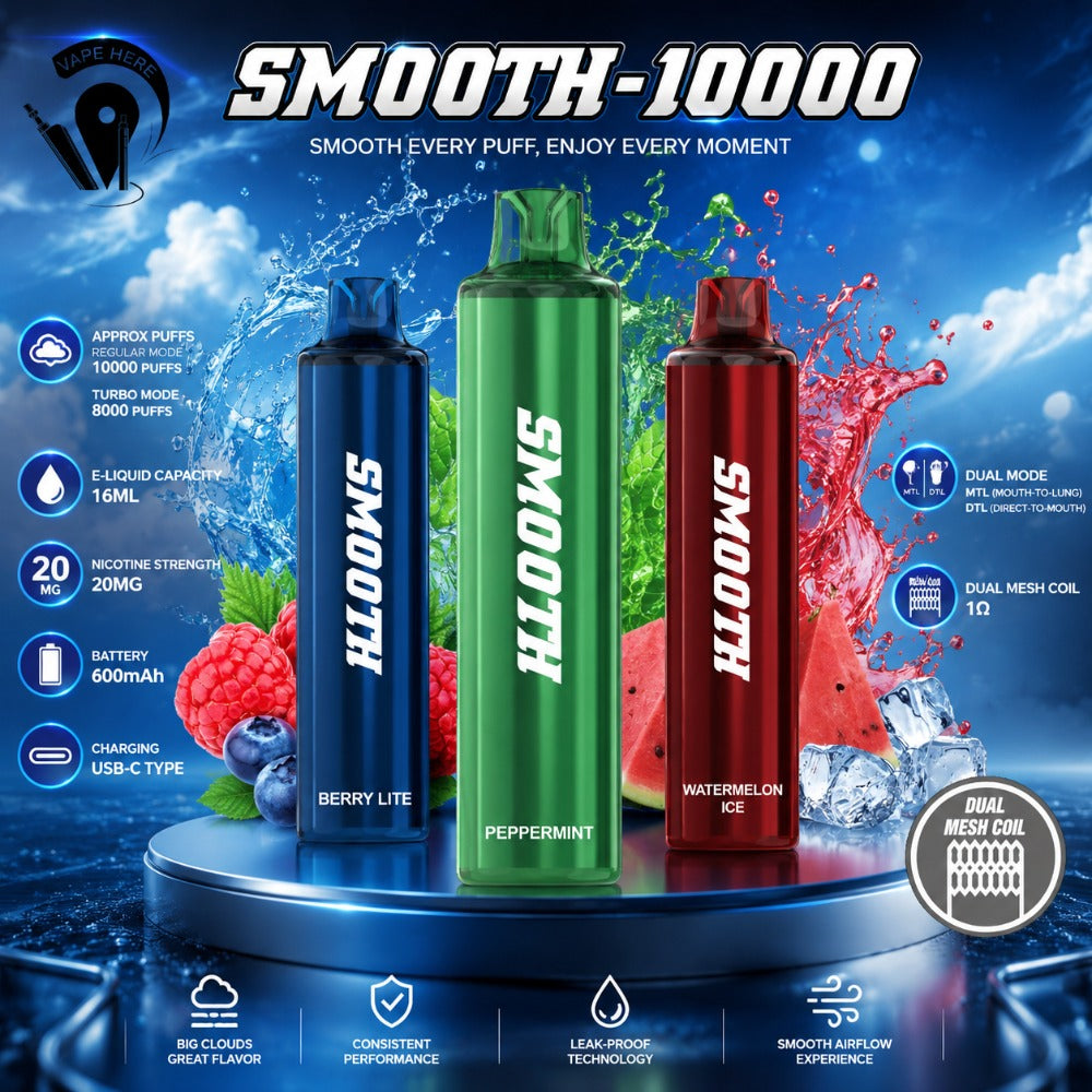 SMOOTH 10000 Puffs Disposable Vape 20mg UAE Abu Dhabi 