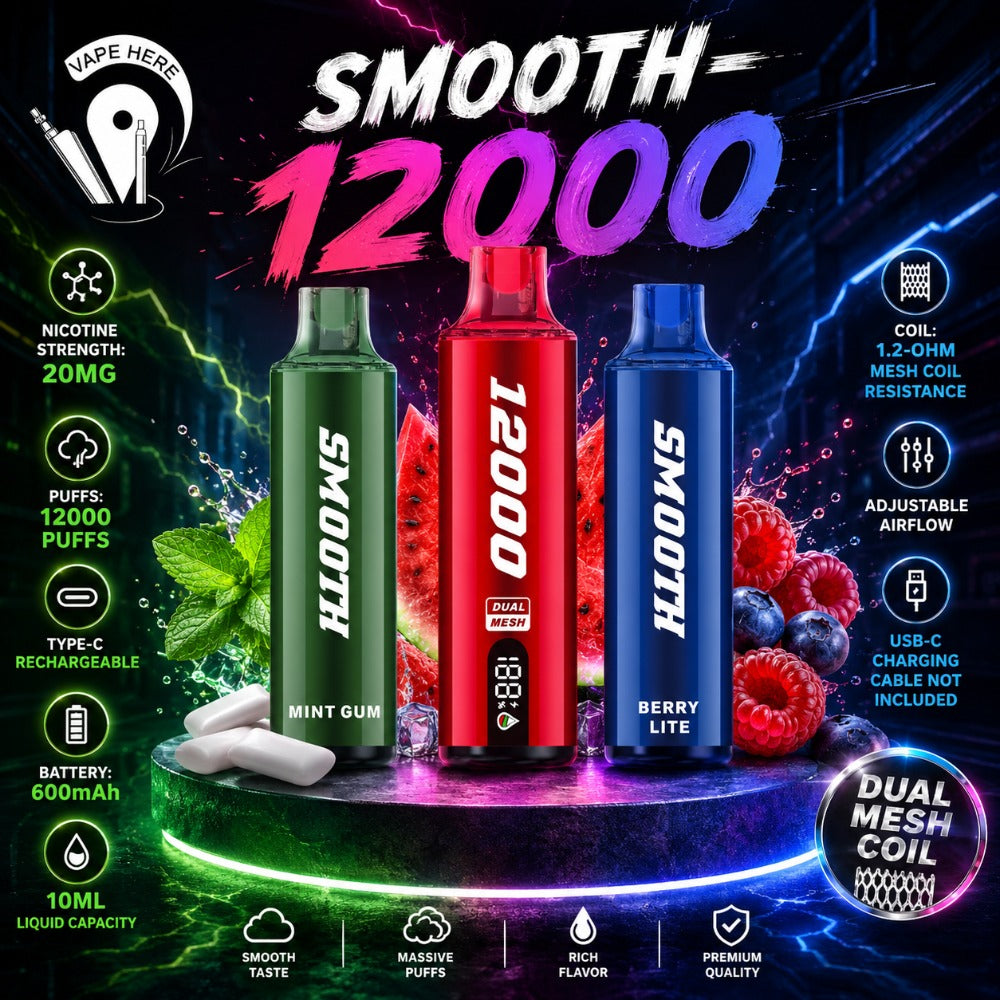 SMOOTH WHALE 12000 Puffs Disposable Vape 20mg UAE Abu Dhabi 