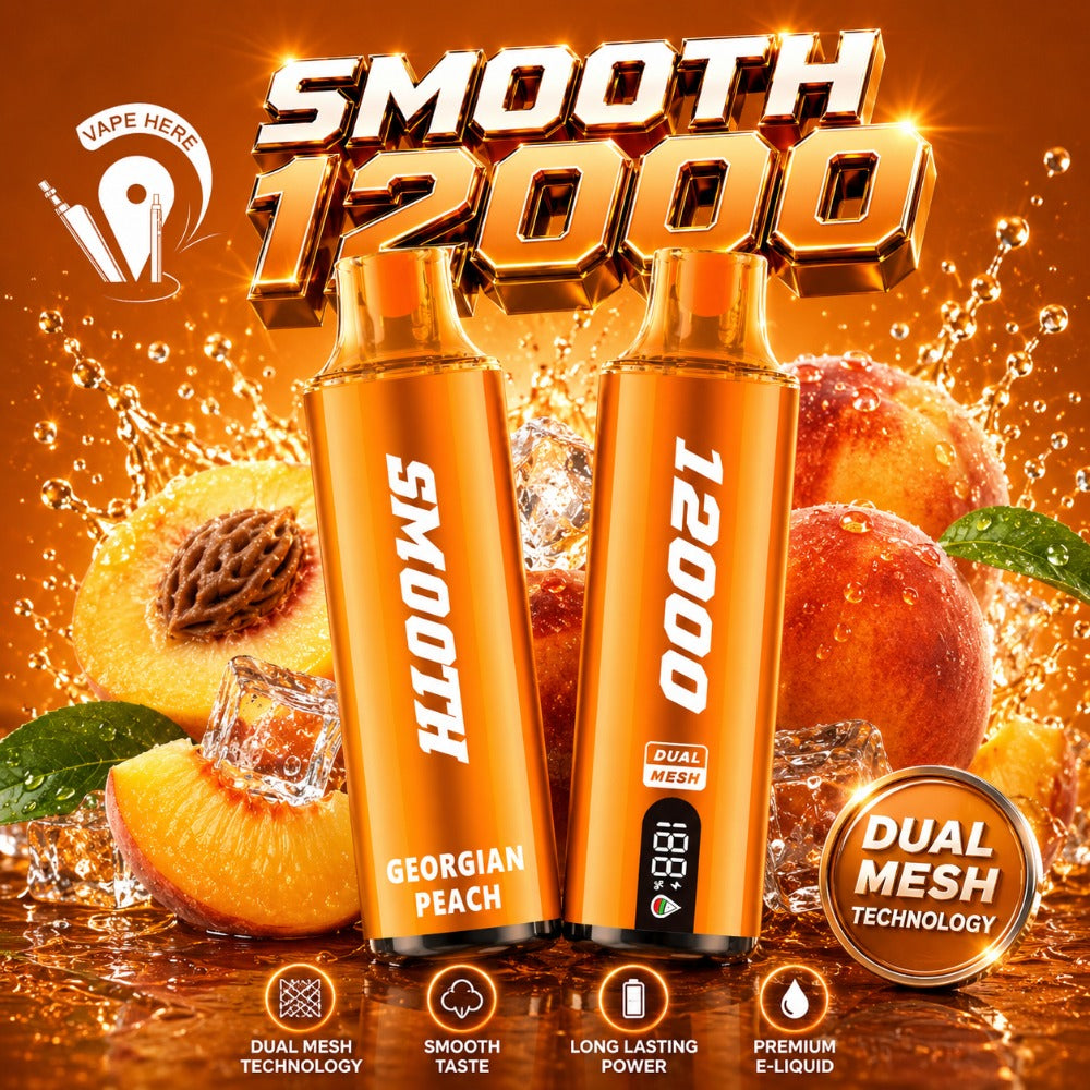 SMOOTH WHALE 12000 Puffs Disposable Vape 20mg Georgian Peach UAE Ras Al Khaimah 