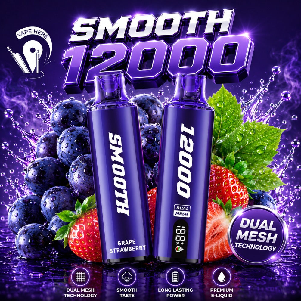 SMOOTH WHALE 12000 Puffs Disposable Vape 20mg Grape Strawberry UAE Al Sharjah 