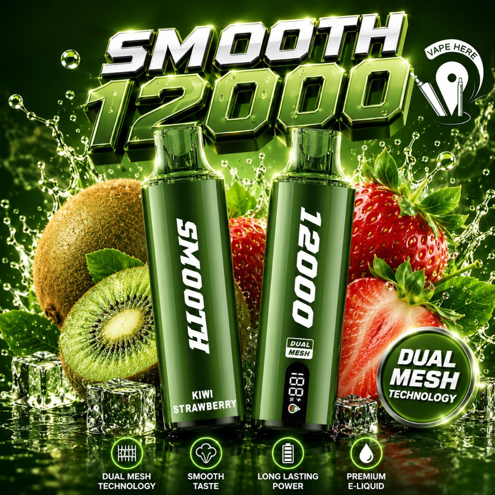 SMOOTH WHALE 12000 Puffs Disposable Vape 20mg Kiwi Strawberry UAE Abu Dhabi 