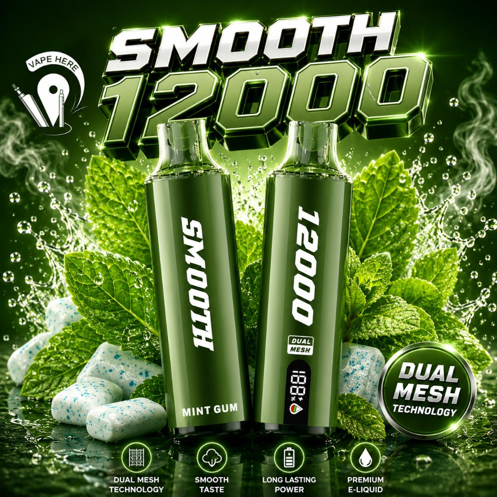 SMOOTH WHALE 12000 Puffs Disposable Vape 20mg Mint Gum UAE Ajman 