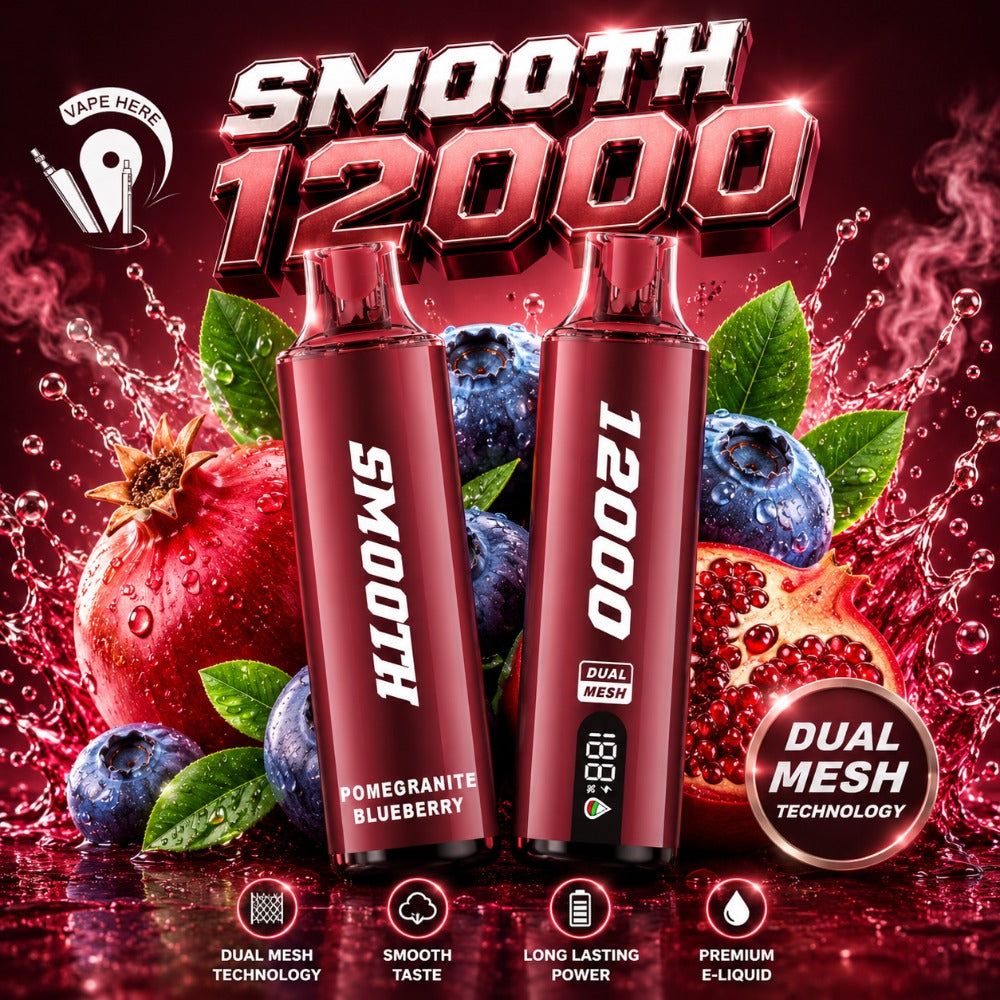 SMOOTH WHALE 12000 Puffs Disposable Vape 20mg Pomegranate Blueberry UAE Abu Dhabi 
