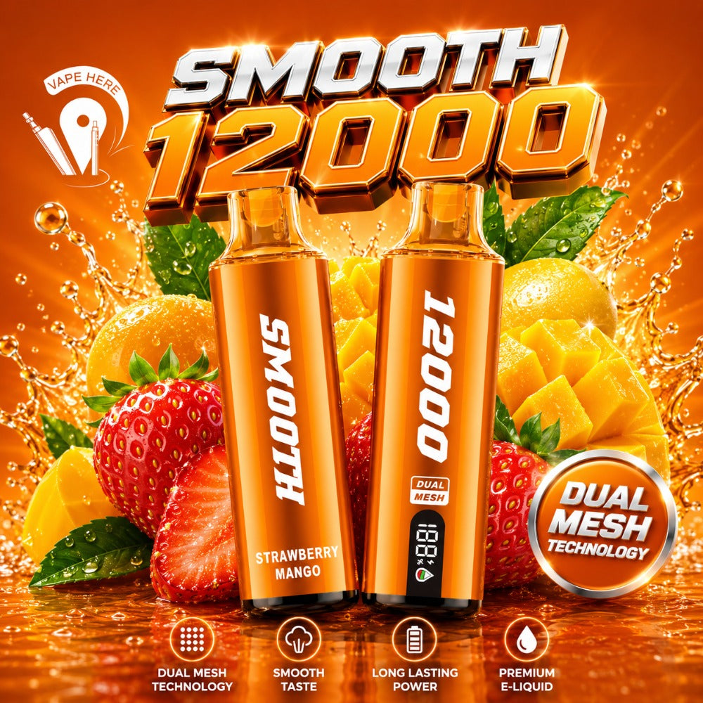 SMOOTH WHALE 12000 Puffs Disposable Vape 20mg Strawberry Mango UAE Dubai 