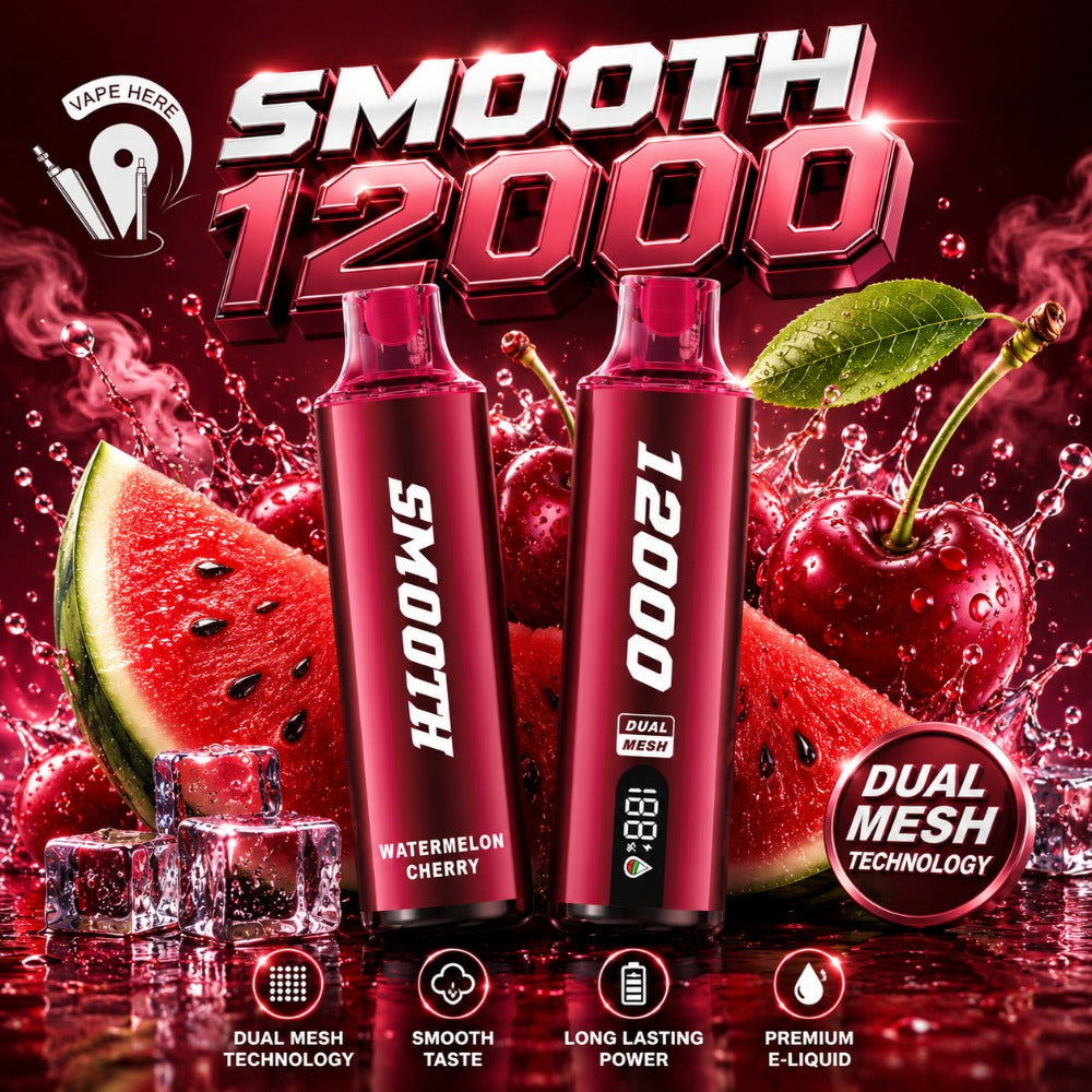SMOOTH WHALE 12000 Puffs Disposable Vape 20mg Watermelon Cherry UAE Al Ain 