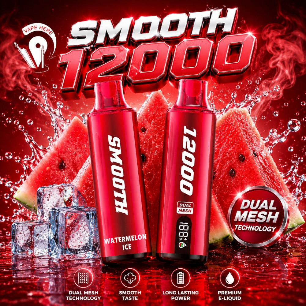 SMOOTH WHALE 12000 Puffs Disposable Vape 20mg Watermelon Ice UAE Ajman 