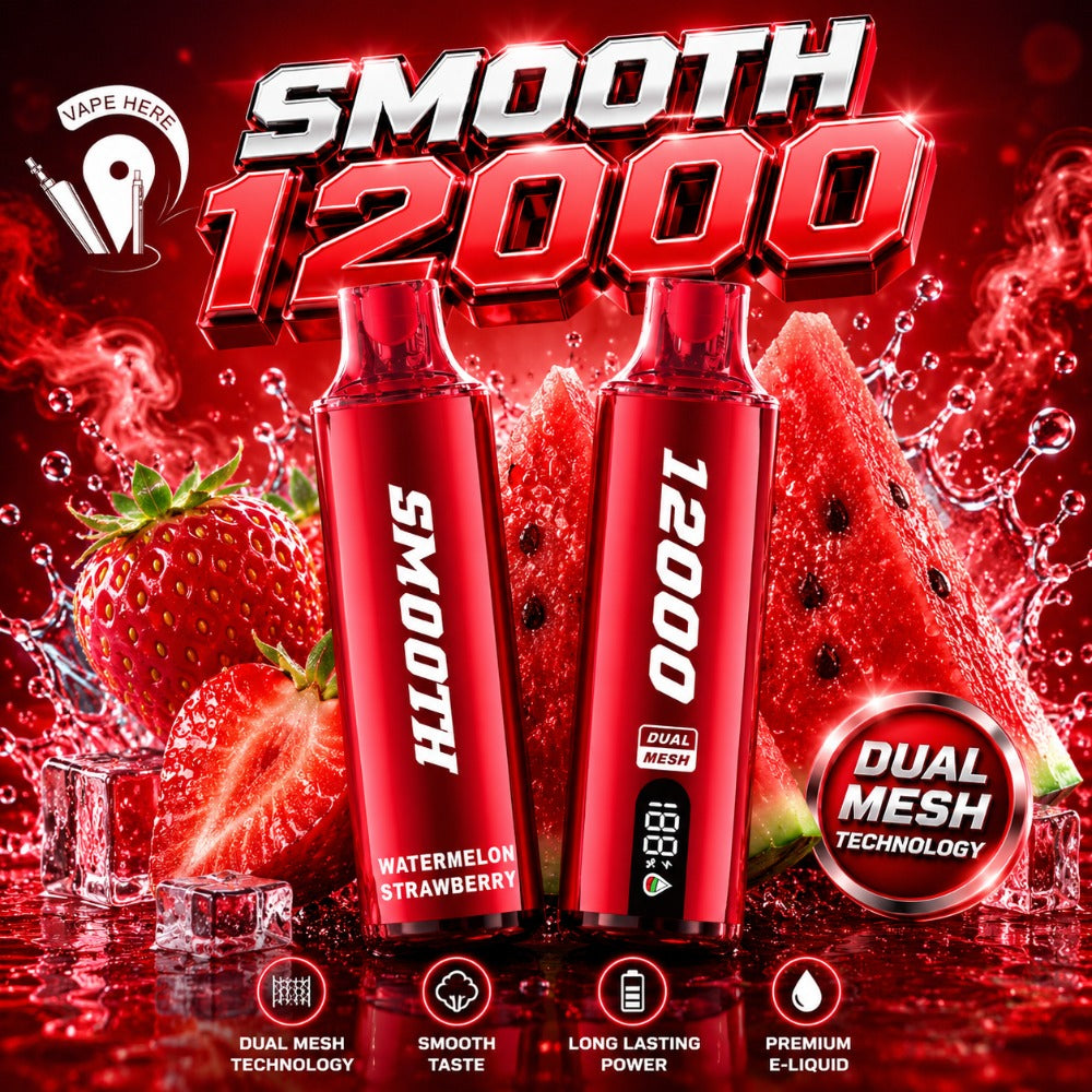 SMOOTH WHALE 12000 Puffs Disposable Vape 20mg Watermelon Strawberry UAE Al Sharjah 