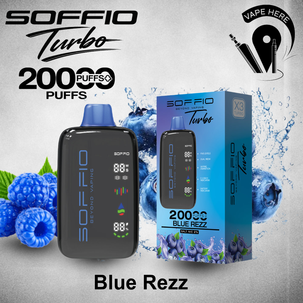 SOFFIO TURBO 20K Disposable Vape Blue Rezz UAE Dubai 