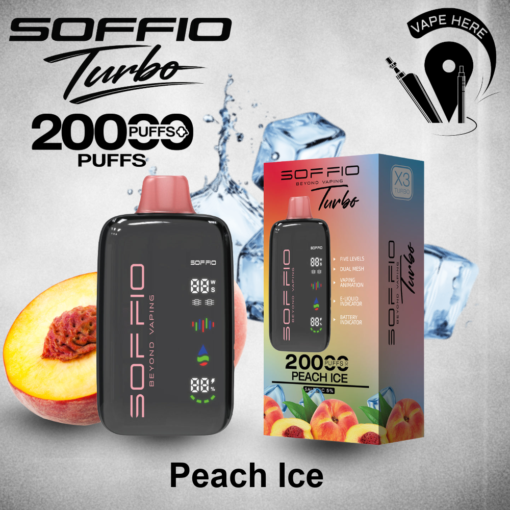 SOFFIO TURBO 20K Disposable Vape Peach Ice UAE Dubai 