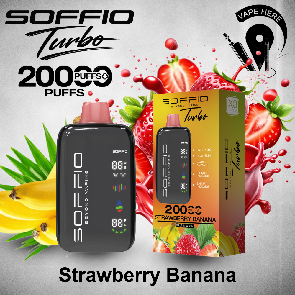 SOFFIO TURBO 20K Disposable Vape Strawberry Banana UAE Abu Dhabi 