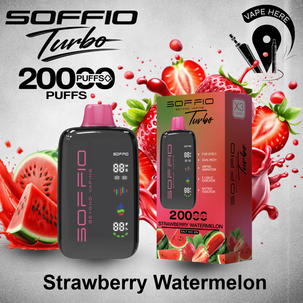 SOFFIO TURBO 20K Disposable Vape Strawberry Watermelon UAE Om Al Quwain 