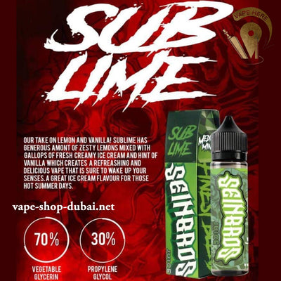 SEINBROS SUB LIME E-LIQUID 60ML - Vape Here Store