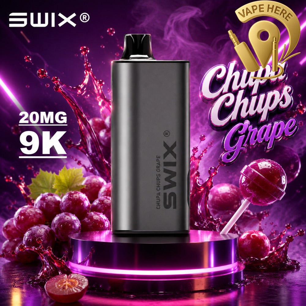 SWIX MATE 9K PUFFS DISPOSABLE VAPE Non-Rechargeable CHUPA CHUPS GRAPE UAE AL AIN 