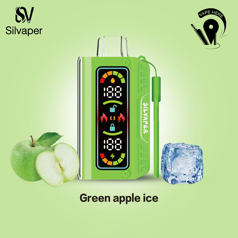 Silvaper 20000 Puffs DTL Disposable Vape 3mg Green Apple Ice UAE Sharjah