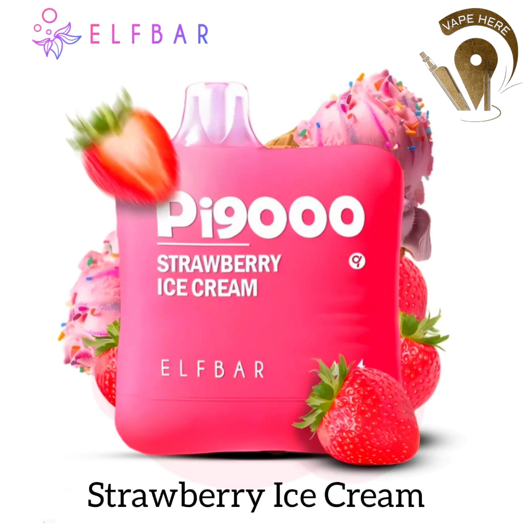 ELF BAR PI9000 9000 PUFFS 50MG DISPOSABLE VAPE Strawberry Ice Cream UAE Dubai