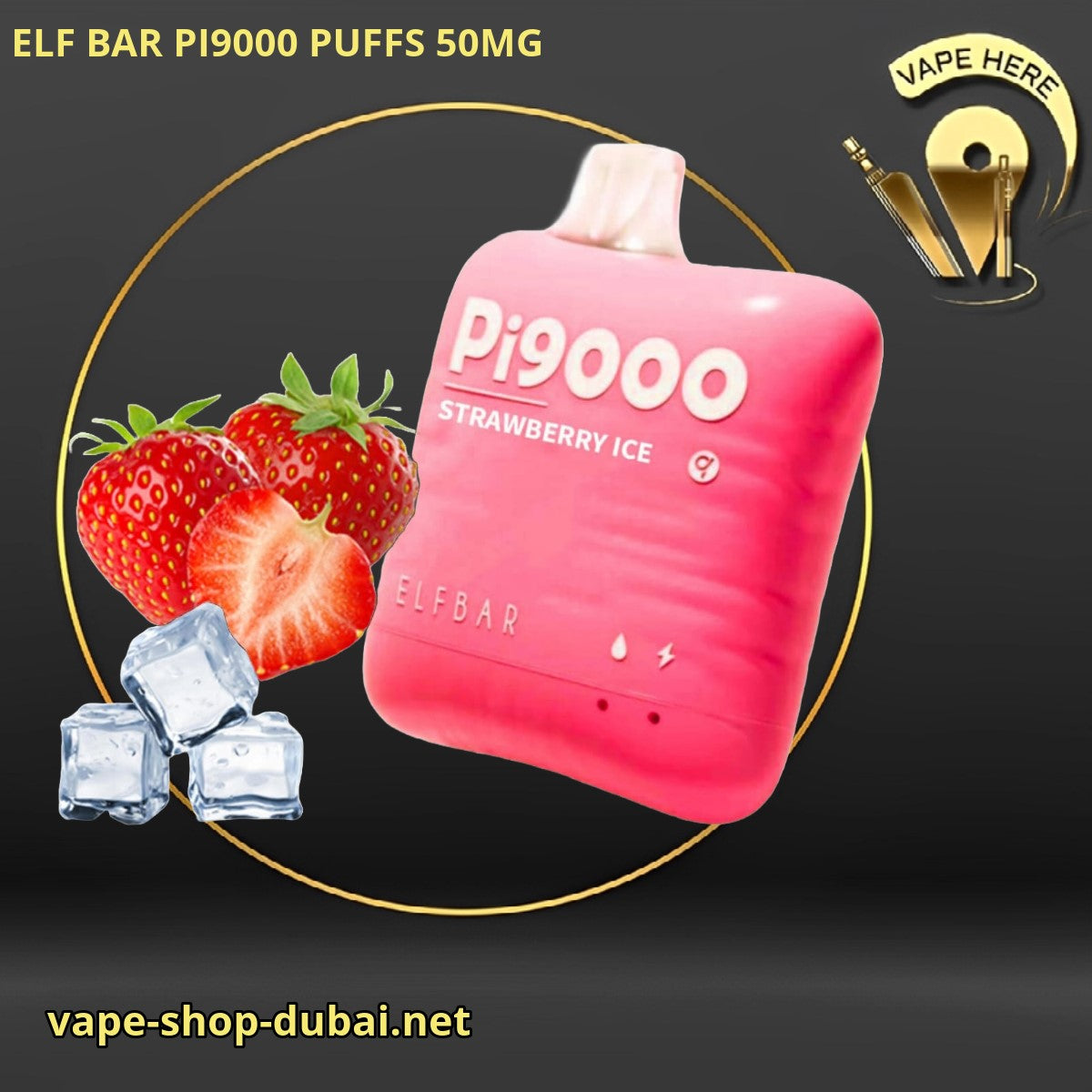 ELF BAR PI9000 9000 PUFFS 50MG DISPOSABLE VAPE Strawberry Ice UAE Abu Dhabi