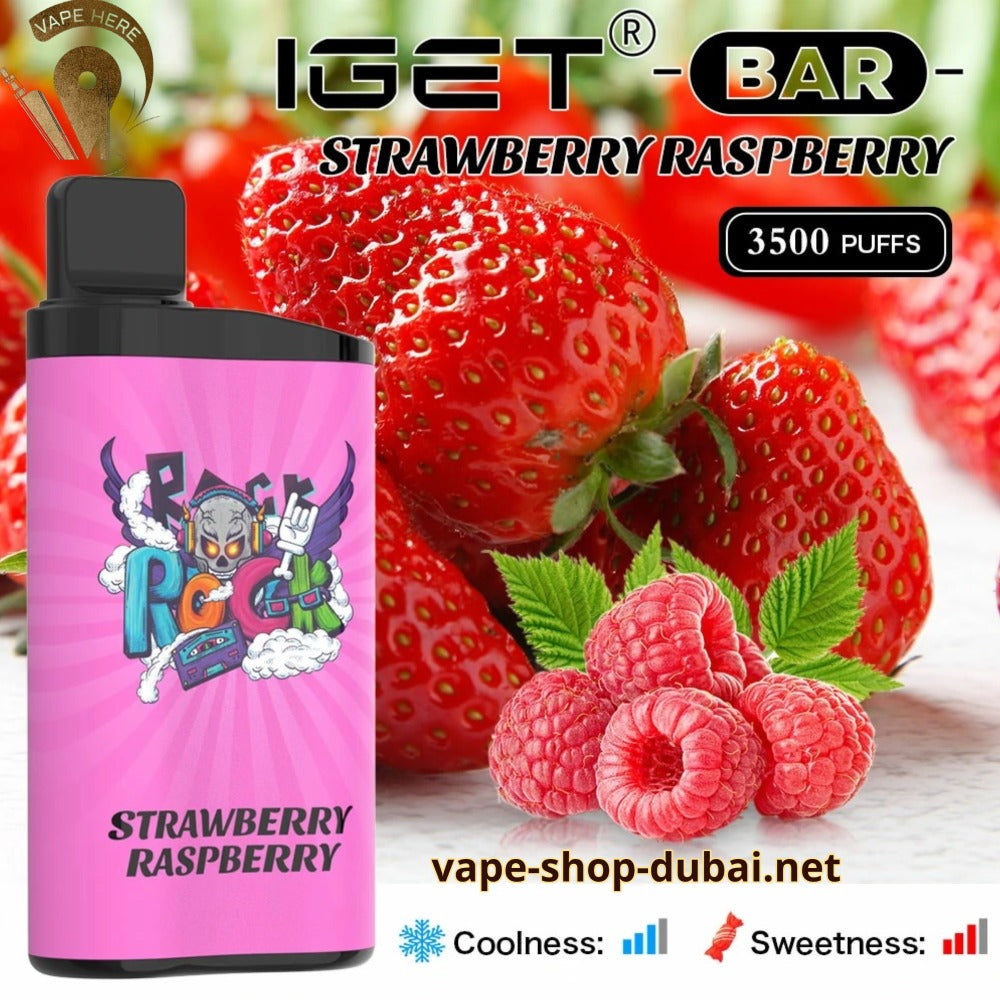 IGET BAR DISPOSABLE VAPE (3500 PUFFS) Strawberry Raspberry UAE Ajman