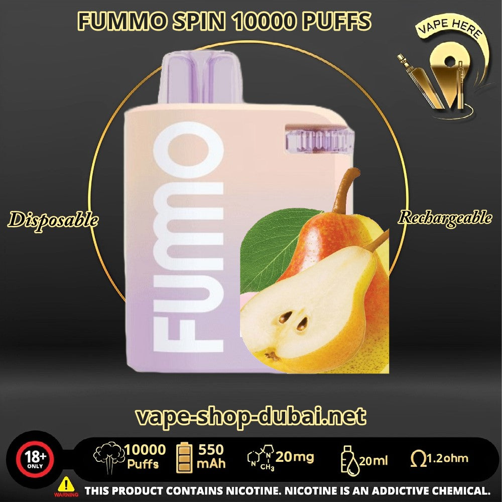 FUMMO SPIN 10000 PUFFS 20 MG DISPOSABLE VAPE Sugar Pear