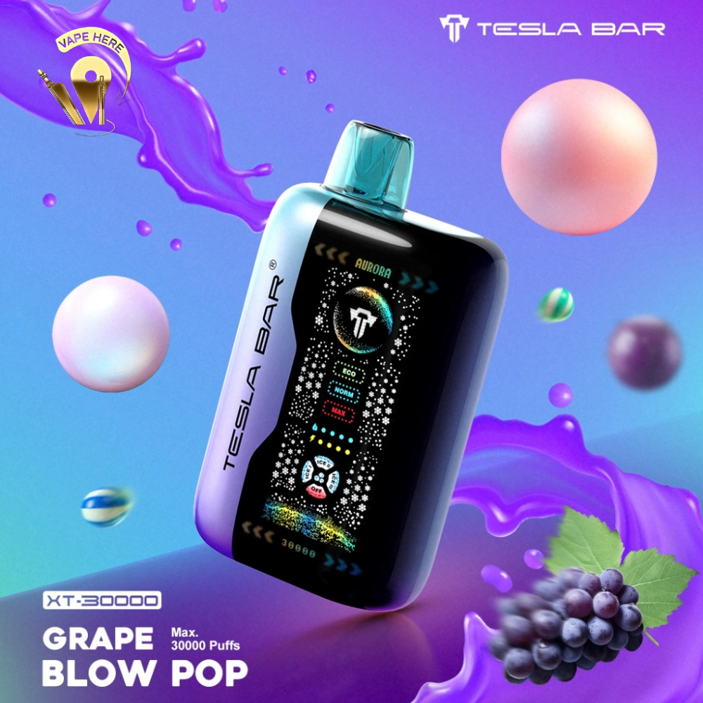 TESLA BAR XT 30K PUFFS DISPOSABLE VAPE Grape Blow Pop UAE Sharjah
