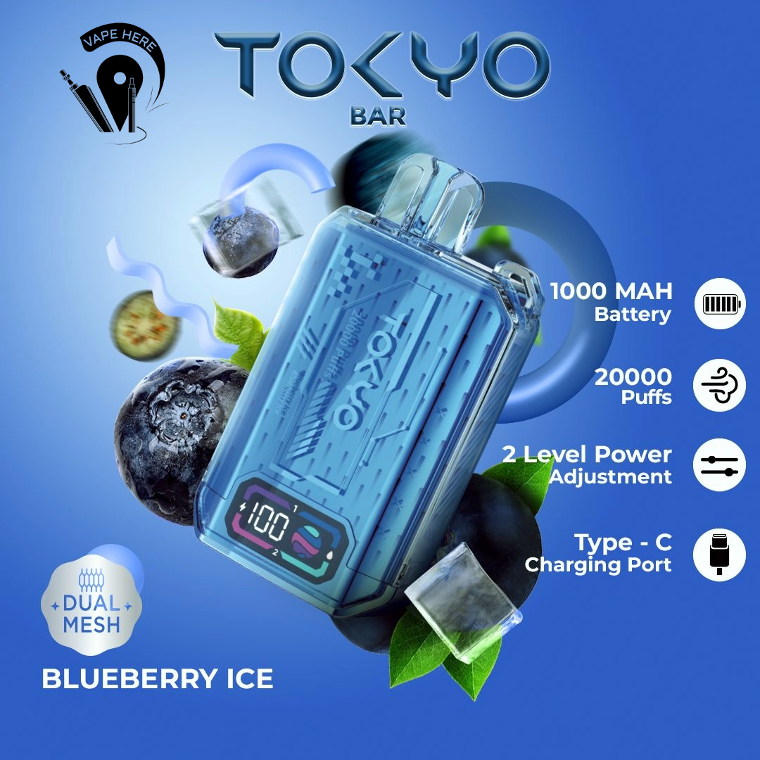 TOKYO BAR 20000 PUFFS 50mg DISPOSABLE VAPE Blueberry Ice UAE Abu Dhabi