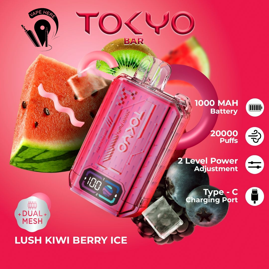 TOKYO BAR 20000 PUFFS 50mg DISPOSABLE VAPE Lush Kiwi Berry Ice UAE Ajman