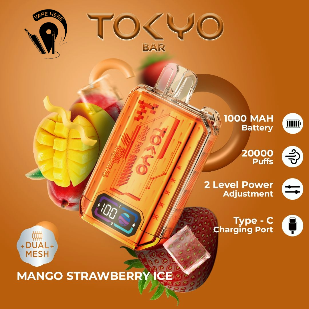 TOKYO BAR 20000 PUFFS 50mg DISPOSABLE VAPE Mango Strawberry Ice UAE Dubai