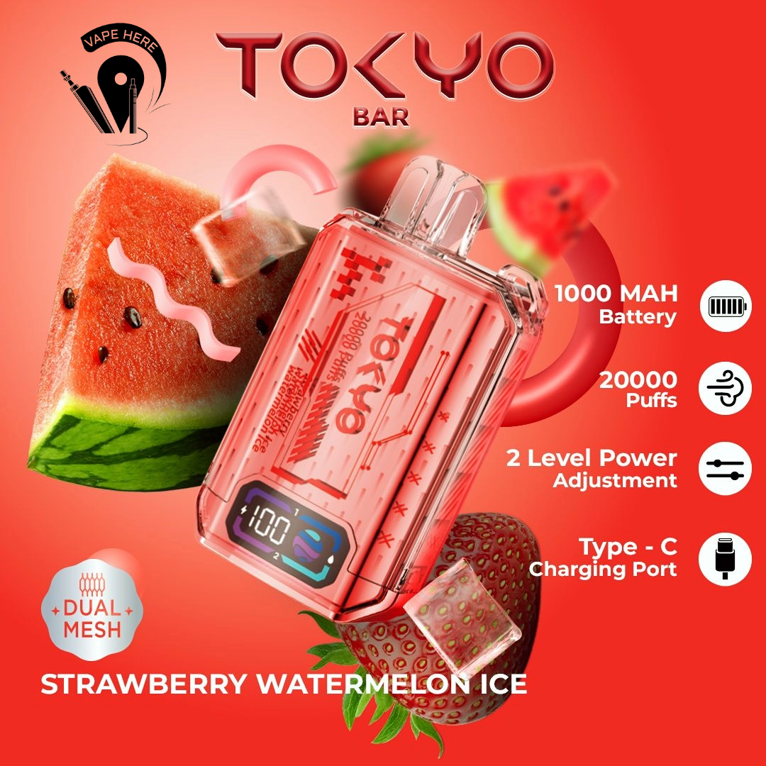 TOKYO BAR 20000 PUFFS 50mg DISPOSABLE VAPE Strawberry Watermelon Ice UAE Fujairah