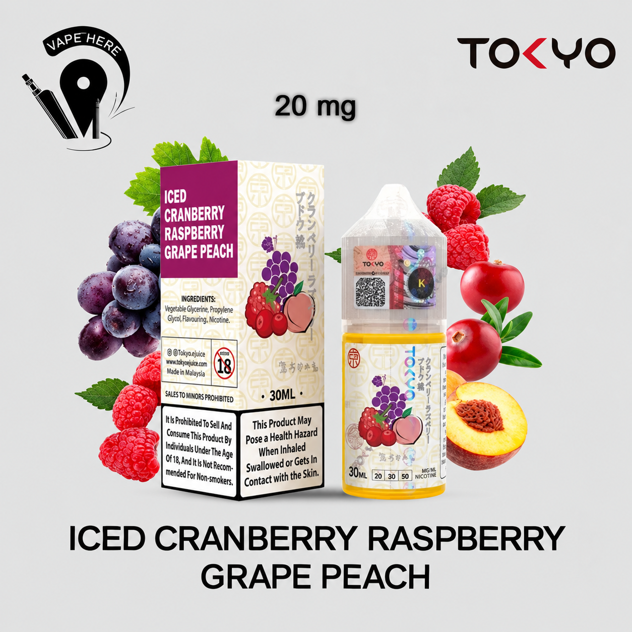 TOKYO CRANBERRY RASPBERRY GRAPE PEACH SALTNIC 30ML- CLASSIC SERIES UAE Dubai