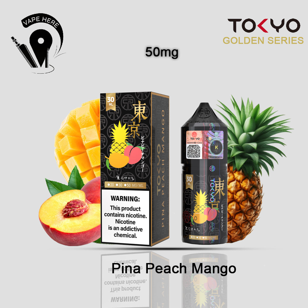TOKYO PINA PEACH MANGO SALTNIC 30ML- GOLDEN SERIES 50mg UAE Al Ain 