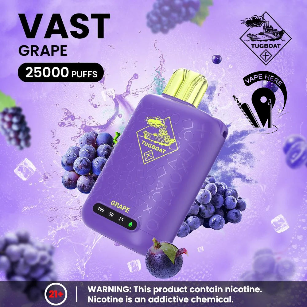 TUGBOAT VAST 25000 PUFFS DISPOSABLE VAPE Grape UAE Ras Al Khaimah 