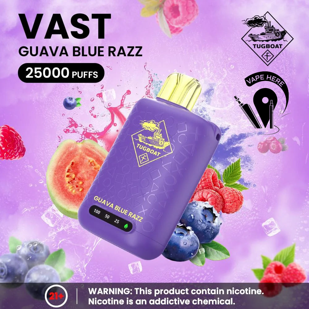 TUGBOAT VAST 25000 PUFFS DISPOSABLE VAPE Guava Blue Razz UAE Abu Dhabi 