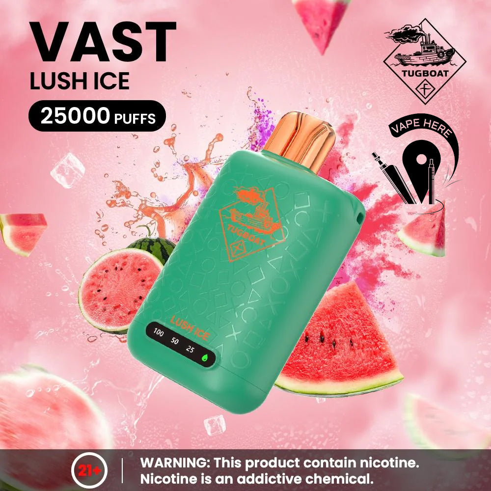 TUGBOAT VAST 25000 PUFFS DISPOSABLE VAPE Lush Ice UAE Dubai 