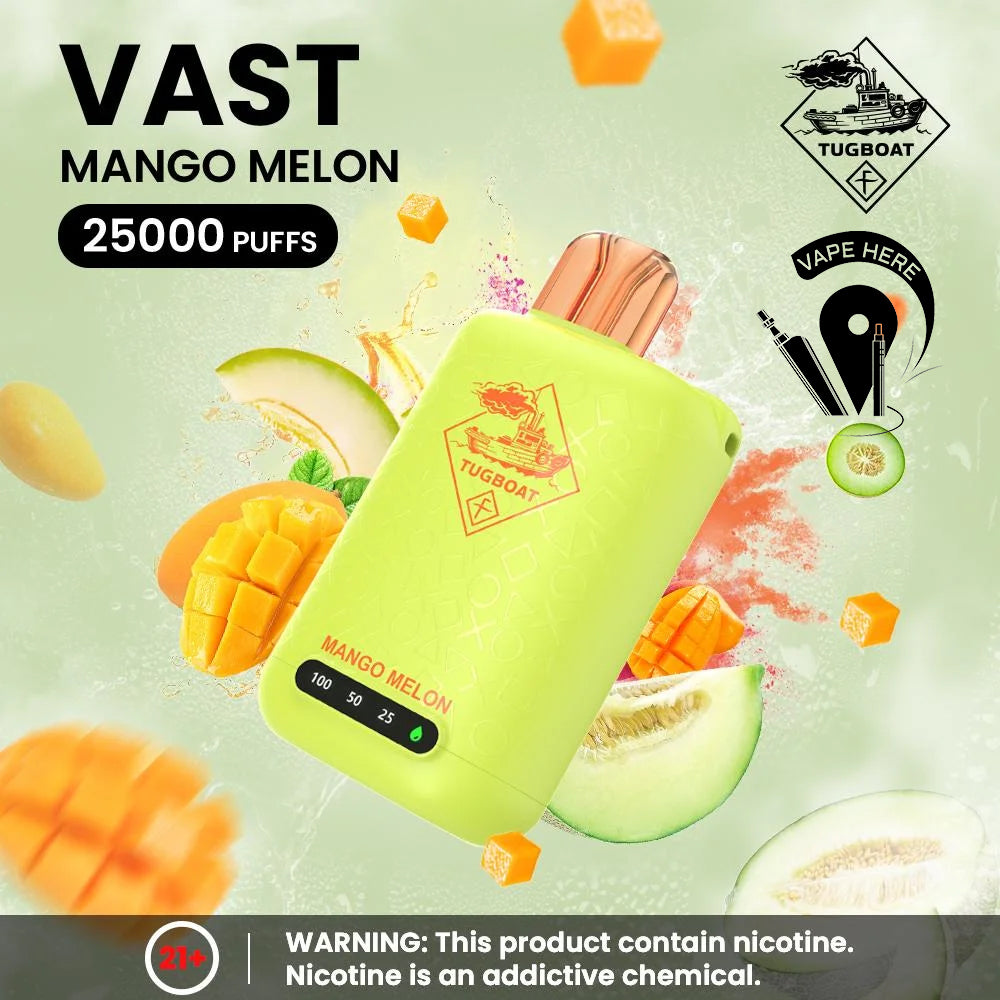 TUGBOAT VAST 25000 PUFFS DISPOSABLE VAPE Mango Melon UAE Ajman 