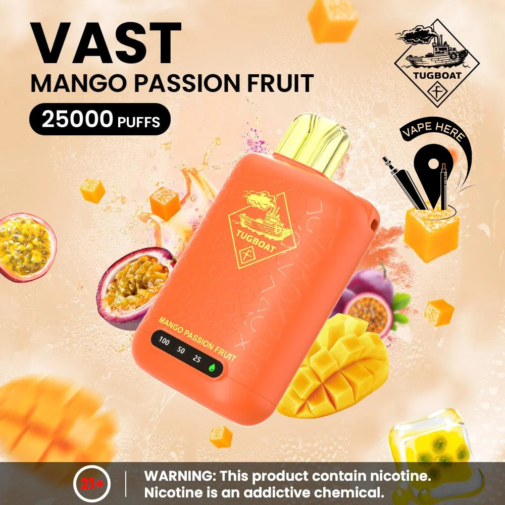 TUGBOAT VAST 25000 PUFFS DISPOSABLE VAPE Mango Passion Fruit UAE Al Ain 