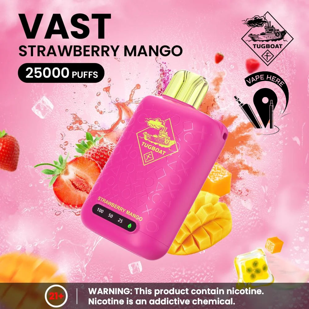 TUGBOAT VAST 25000 PUFFS DISPOSABLE VAPE Strawberry Mango UAE Dubai 